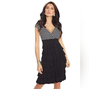 Frank Lyman Black & White Sleeveless Ruffle Dress NEW